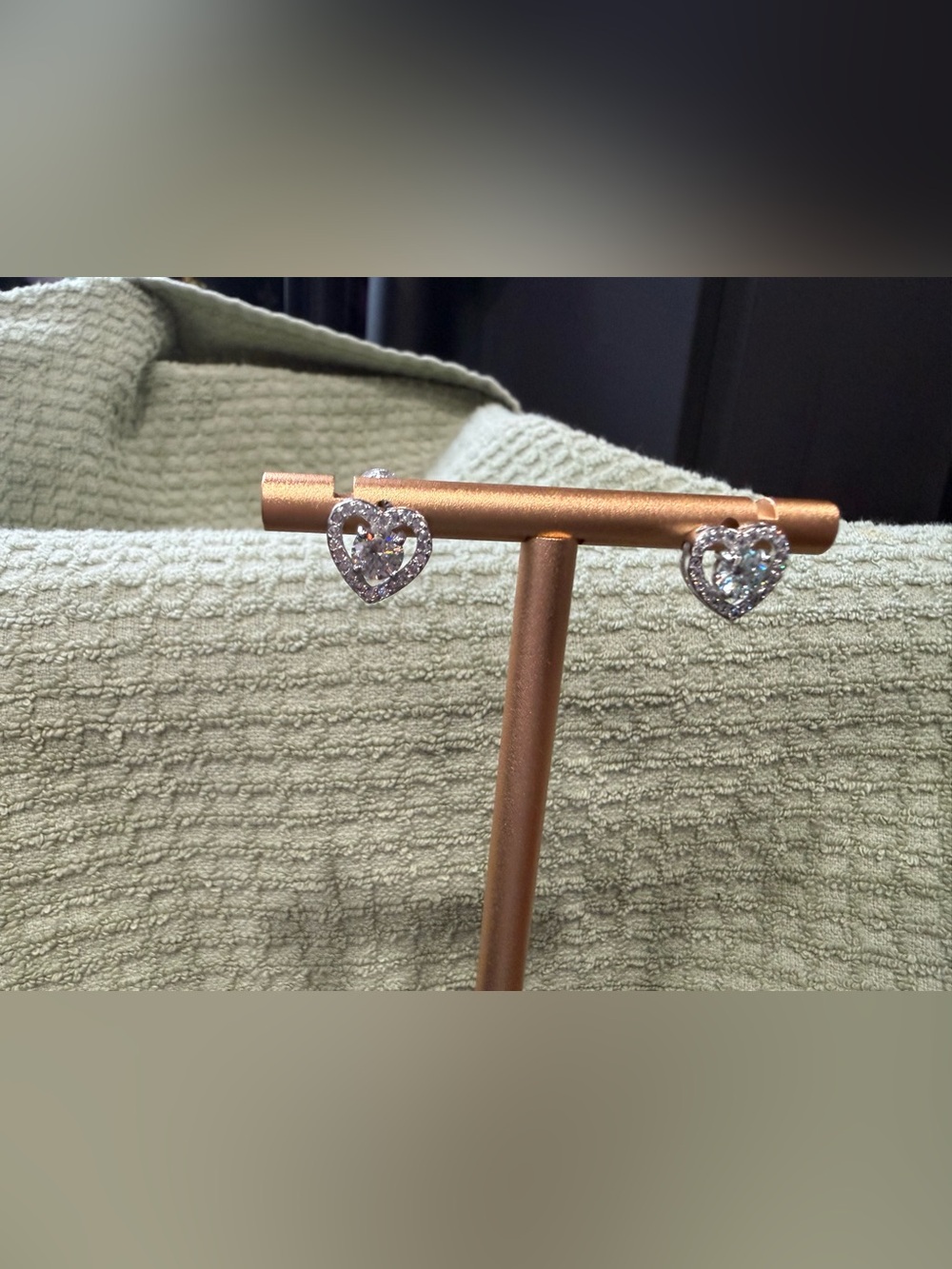 Heart Halo Moissanite Stud Earrings - Silver